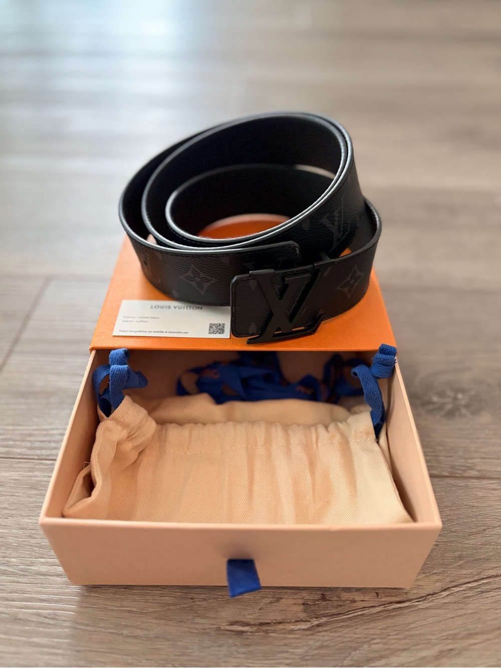 Louis Vuitton Black Monogram Canvas Men's Belt with LV Buckle 110cm